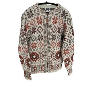 DALE OF NORWAY 100% Wool Cardigan Sweater Winter Geometric Women's Medium
